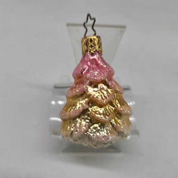 Inge Glas Pink Tree Coat Glass Christmas Ornament Germany 2.5" - Picture 1 of 6